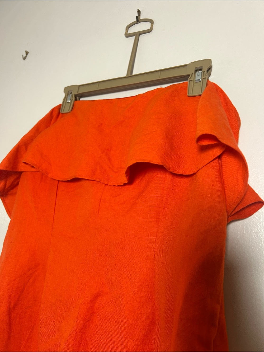 Strapless Orange Ruffle Mini Dress - Picture 3 of 5